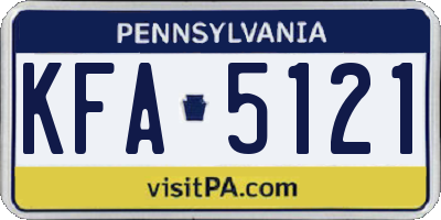 PA license plate KFA5121