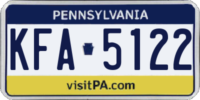 PA license plate KFA5122