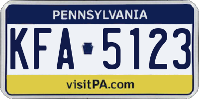 PA license plate KFA5123