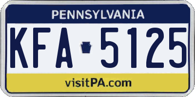 PA license plate KFA5125