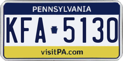 PA license plate KFA5130