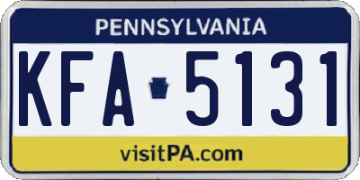 PA license plate KFA5131