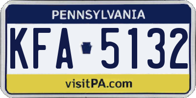 PA license plate KFA5132
