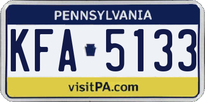 PA license plate KFA5133