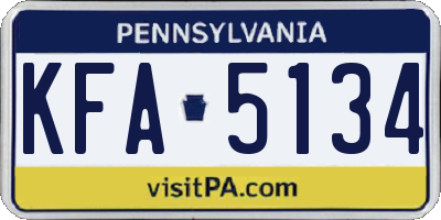 PA license plate KFA5134