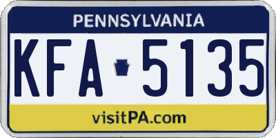 PA license plate KFA5135