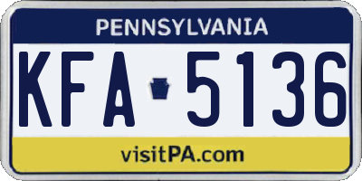 PA license plate KFA5136
