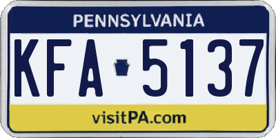 PA license plate KFA5137