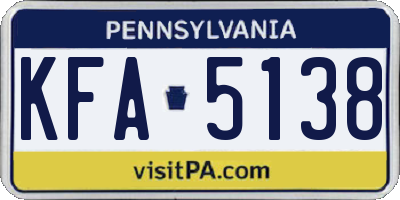 PA license plate KFA5138