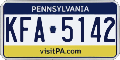 PA license plate KFA5142