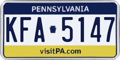 PA license plate KFA5147