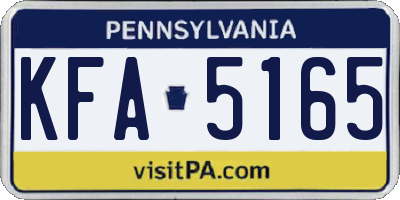 PA license plate KFA5165