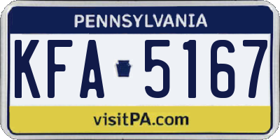 PA license plate KFA5167