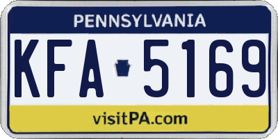 PA license plate KFA5169