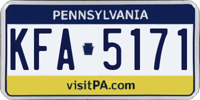 PA license plate KFA5171