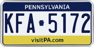 PA license plate KFA5172