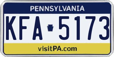 PA license plate KFA5173