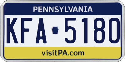 PA license plate KFA5180