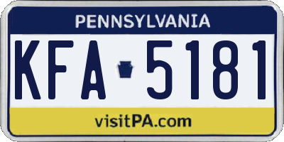 PA license plate KFA5181