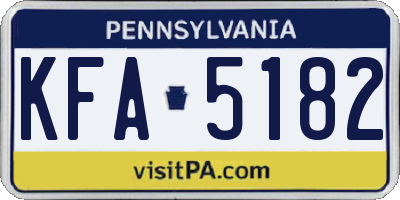 PA license plate KFA5182