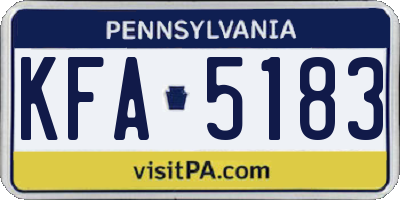 PA license plate KFA5183