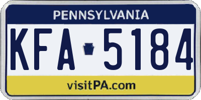PA license plate KFA5184