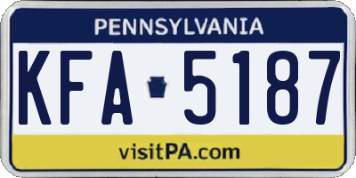 PA license plate KFA5187