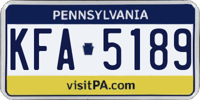 PA license plate KFA5189