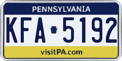 PA license plate KFA5192
