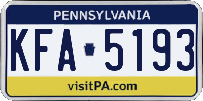 PA license plate KFA5193