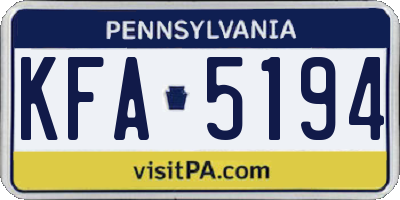 PA license plate KFA5194
