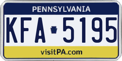 PA license plate KFA5195