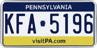 PA license plate KFA5196