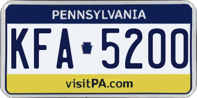 PA license plate KFA5200