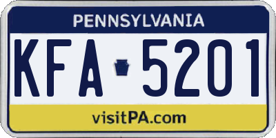 PA license plate KFA5201