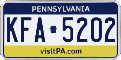 PA license plate KFA5202