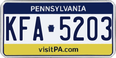 PA license plate KFA5203