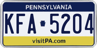PA license plate KFA5204