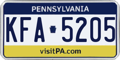 PA license plate KFA5205