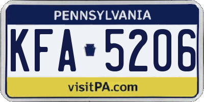 PA license plate KFA5206