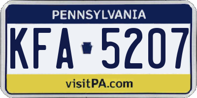 PA license plate KFA5207