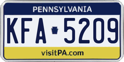 PA license plate KFA5209
