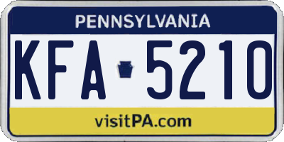 PA license plate KFA5210