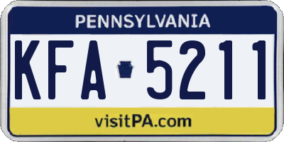 PA license plate KFA5211
