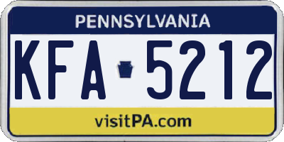 PA license plate KFA5212