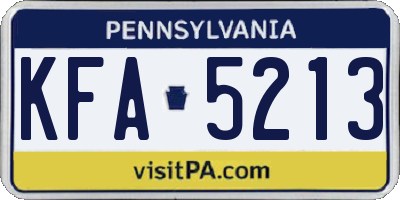 PA license plate KFA5213