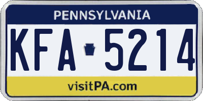 PA license plate KFA5214