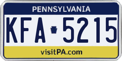 PA license plate KFA5215