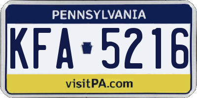 PA license plate KFA5216