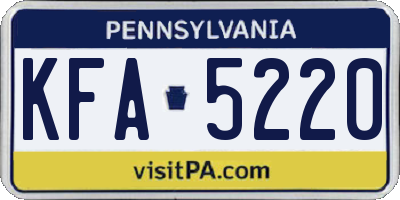PA license plate KFA5220